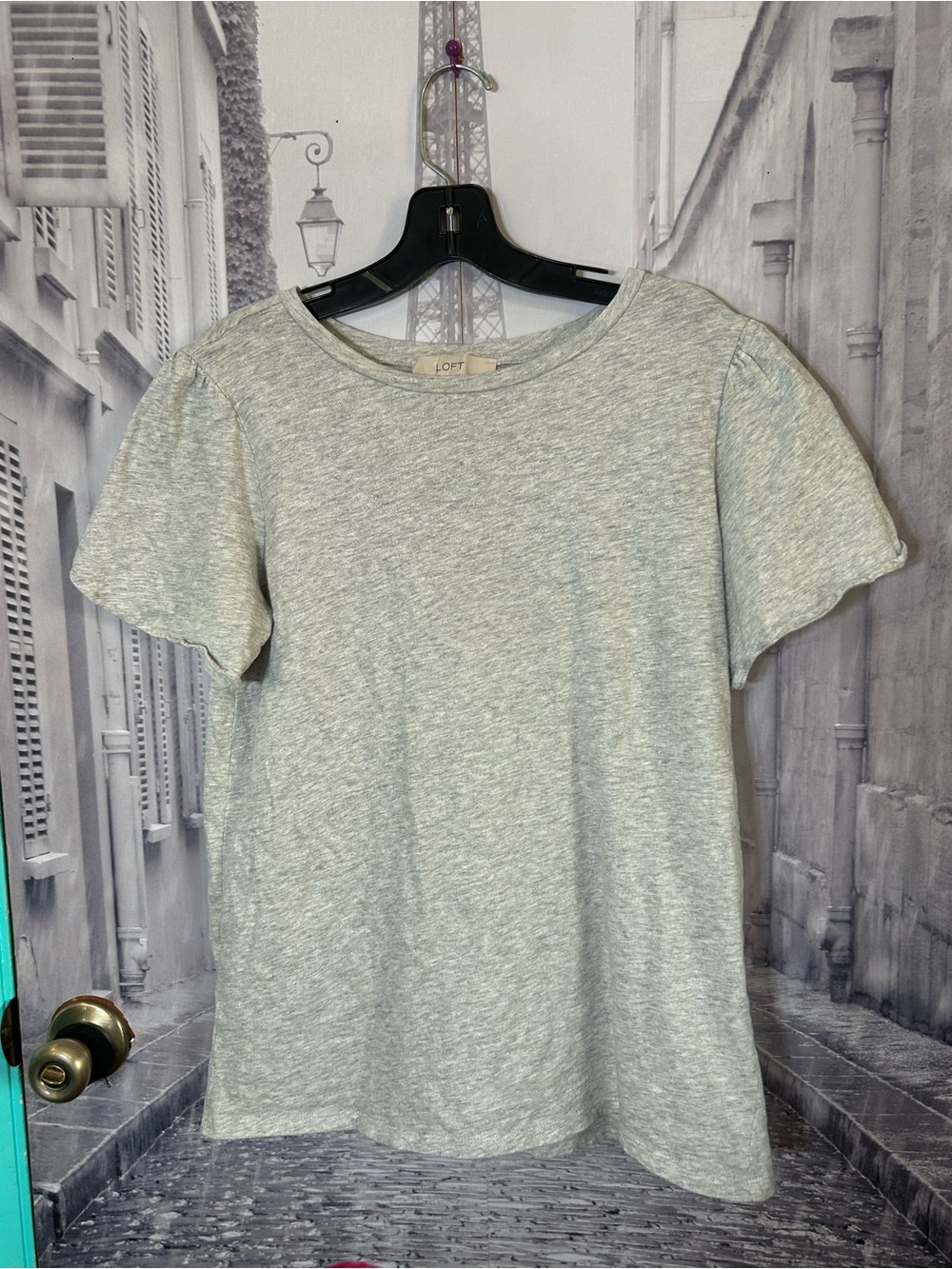 LOFT Light Heather Gray Sparkly Short Sleeve Tee